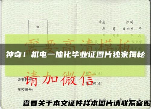 神奇！机电一体化毕业证图片独家揭秘缩略图