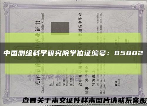 中国测绘科学研究院学位证编号：85802缩略图