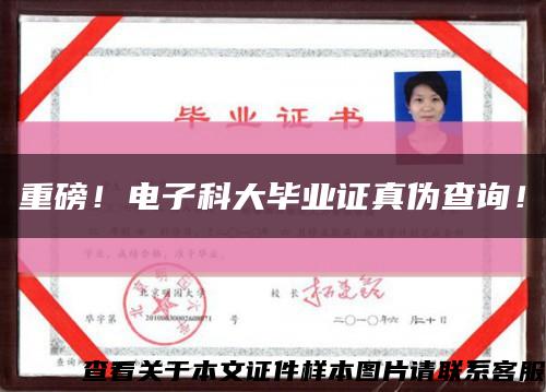重磅！电子科大毕业证真伪查询！缩略图