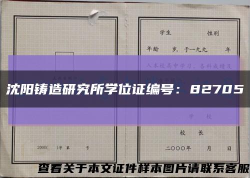 沈阳铸造研究所学位证编号：82705缩略图