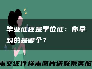 毕业证还是学位证：你拿到的是哪个？缩略图