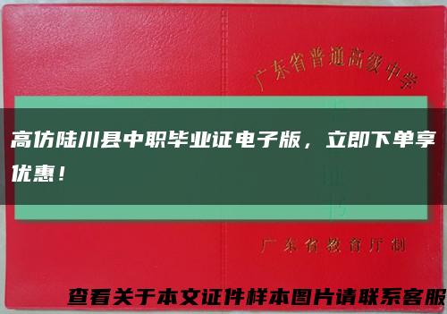 高仿陆川县中职毕业证电子版，立即下单享优惠！缩略图