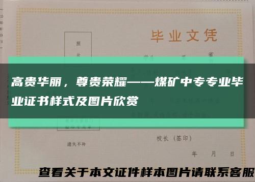 高贵华丽，尊贵荣耀——煤矿中专专业毕业证书样式及图片欣赏缩略图