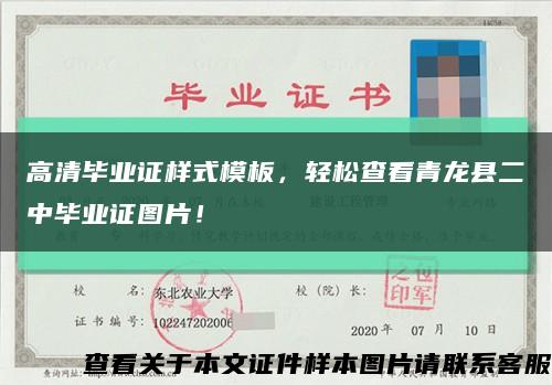 高清毕业证样式模板，轻松查看青龙县二中毕业证图片！缩略图
