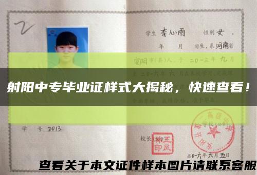 射阳中专毕业证样式大揭秘，快速查看！缩略图