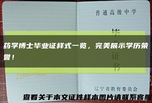 药学博士毕业证样式一览，完美展示学历荣誉！缩略图