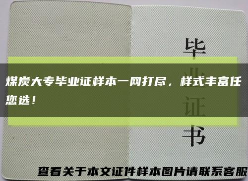 煤炭大专毕业证样本一网打尽，样式丰富任您选！缩略图