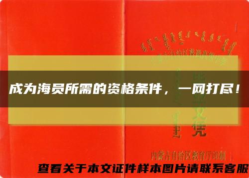 成为海员所需的资格条件，一网打尽！缩略图