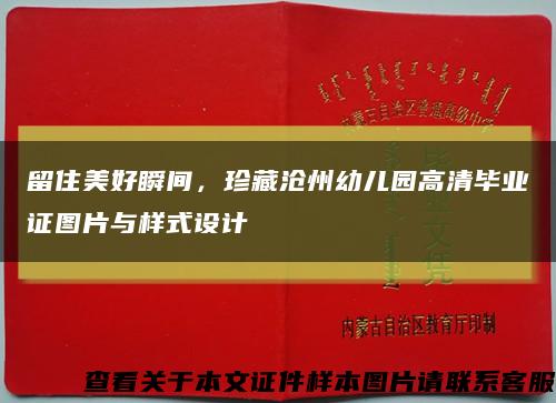留住美好瞬间，珍藏沧州幼儿园高清毕业证图片与样式设计缩略图