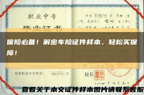 保险必备！解密车险证件样本，轻松买保障！缩略图