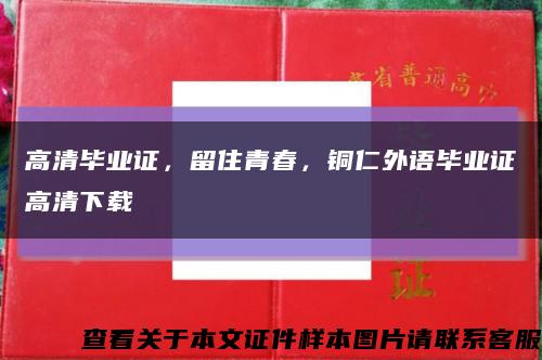 高清毕业证，留住青春，铜仁外语毕业证高清下载缩略图
