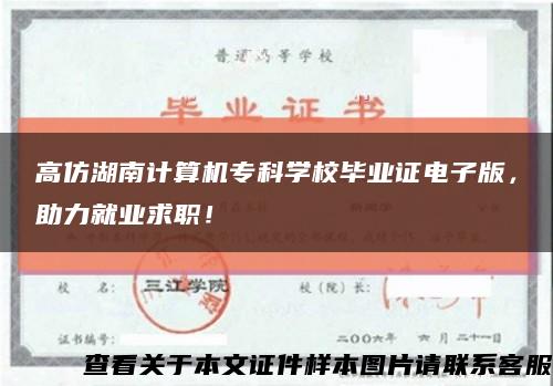 高仿湖南计算机专科学校毕业证电子版，助力就业求职！缩略图