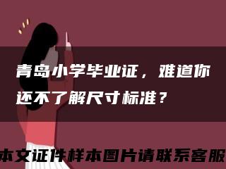 青岛小学毕业证，难道你还不了解尺寸标准？缩略图