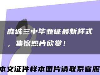 麻城三中毕业证最新样式，集锦照片欣赏！缩略图