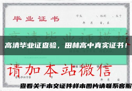 高清毕业证查验，田林高中真实证书！缩略图