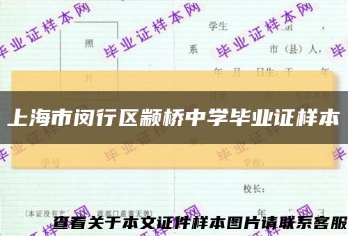 上海市闵行区颛桥中学毕业证样本缩略图