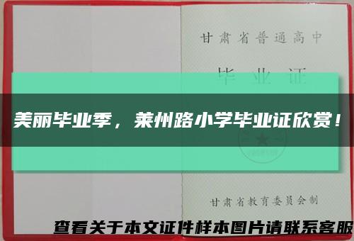 美丽毕业季，莱州路小学毕业证欣赏！缩略图