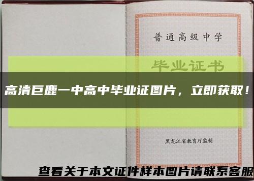 高清巨鹿一中高中毕业证图片，立即获取！缩略图
