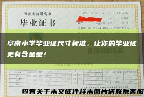 阜南小学毕业证尺寸标准，让你的毕业证更有含金量！缩略图