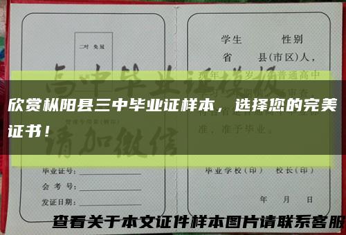 欣赏枞阳县三中毕业证样本，选择您的完美证书！缩略图