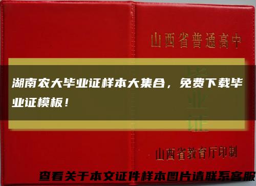 湖南农大毕业证样本大集合，免费下载毕业证模板！缩略图