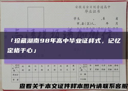 「珍藏湖南98年高中毕业证样式，记忆定格于心」缩略图