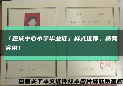 「邑城中心小学毕业证」样式推荐，精美实用！缩略图