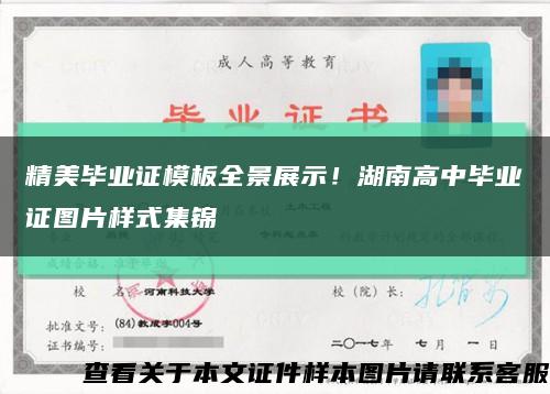 精美毕业证模板全景展示！湖南高中毕业证图片样式集锦缩略图