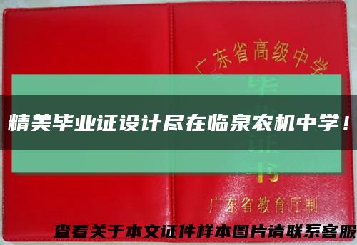 精美毕业证设计尽在临泉农机中学！缩略图