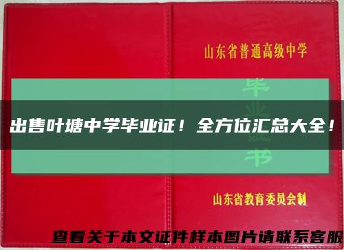 出售叶塘中学毕业证！全方位汇总大全！缩略图