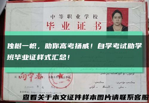 独树一帜，助你高考扬威！自学考试助学班毕业证样式汇总！缩略图