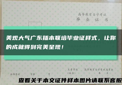 美观大气广东插本联培毕业证样式，让你的成就得到完美呈现！缩略图