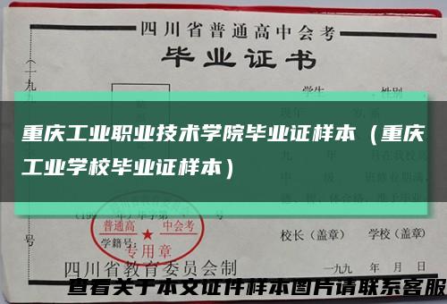 重庆工业职业技术学院毕业证样本（重庆工业学校毕业证样本）缩略图