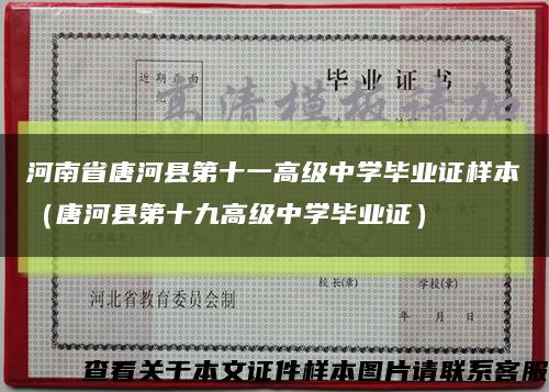 河南省唐河县第十一高级中学毕业证样本（唐河县第十九高级中学毕业证）缩略图