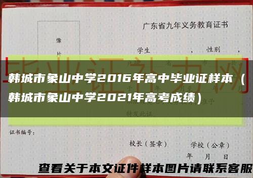 韩城市象山中学2016年高中毕业证样本（韩城市象山中学2021年高考成绩）缩略图
