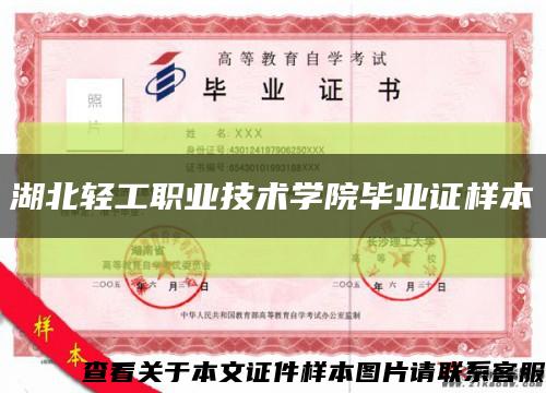 湖北轻工职业技术学院毕业证样本缩略图