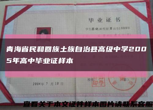 青海省民和回族土族自治县高级中学2005年高中毕业证样本缩略图