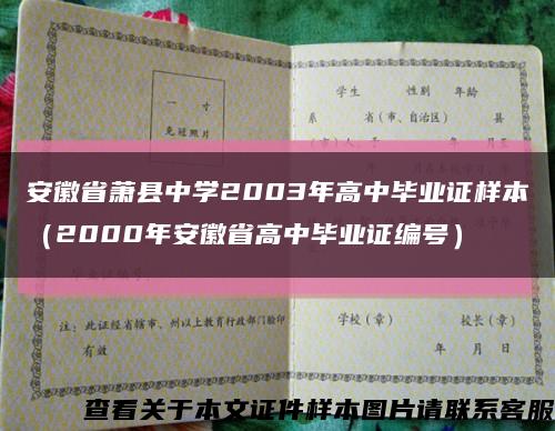 安徽省萧县中学2003年高中毕业证样本（2000年安徽省高中毕业证编号）缩略图