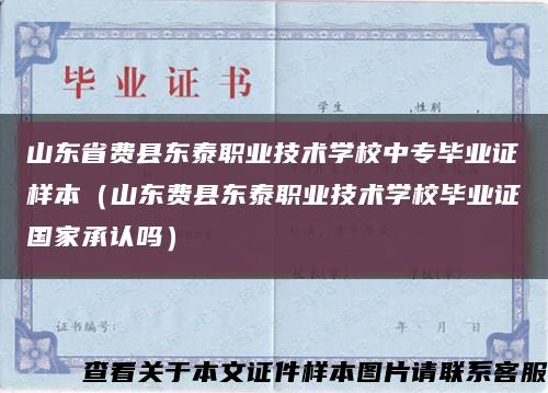 山东省费县东泰职业技术学校中专毕业证样本（山东费县东泰职业技术学校毕业证国家承认吗）缩略图