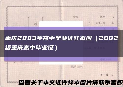 重庆2003年高中毕业证样本图（2002级重庆高中毕业证）缩略图