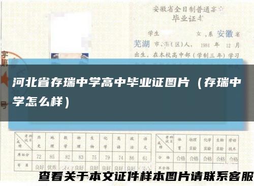 河北省存瑞中学高中毕业证图片（存瑞中学怎么样）缩略图