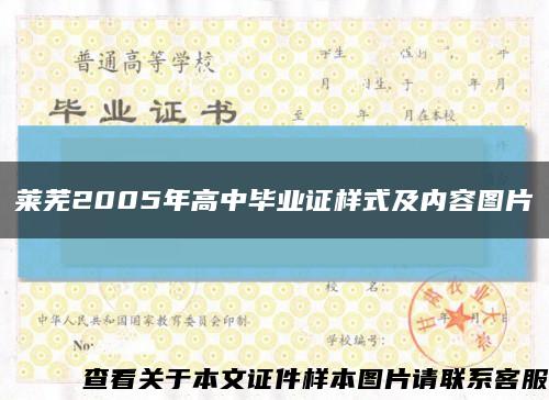 莱芜2005年高中毕业证样式及内容图片缩略图