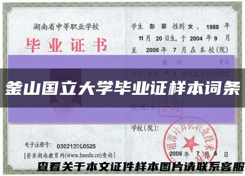 釜山国立大学毕业证样本词条缩略图