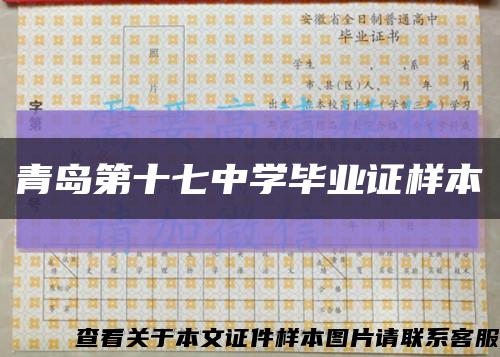 青岛第十七中学毕业证样本缩略图