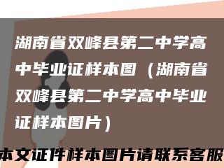 湖南省双峰县第二中学高中毕业证样本图（湖南省双峰县第二中学高中毕业证样本图片）缩略图