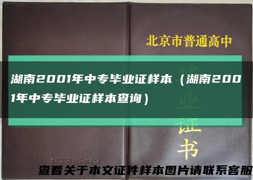 湖南2001年中专毕业证样本（湖南2001年中专毕业证样本查询）缩略图