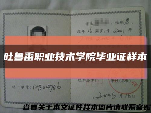 吐鲁番职业技术学院毕业证样本缩略图