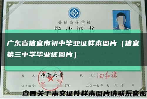 广东省信宜市初中毕业证样本图片（信宜第三中学毕业证图片）缩略图