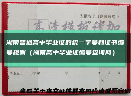 湖南普通高中毕业证的统一学号和证书编号规则（湖南高中毕业证编号查询网）缩略图