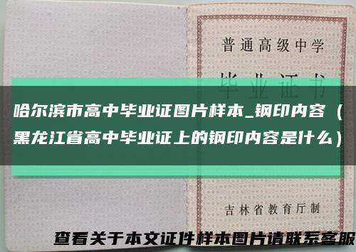 哈尔滨市高中毕业证图片样本_钢印内容（黑龙江省高中毕业证上的钢印内容是什么）缩略图